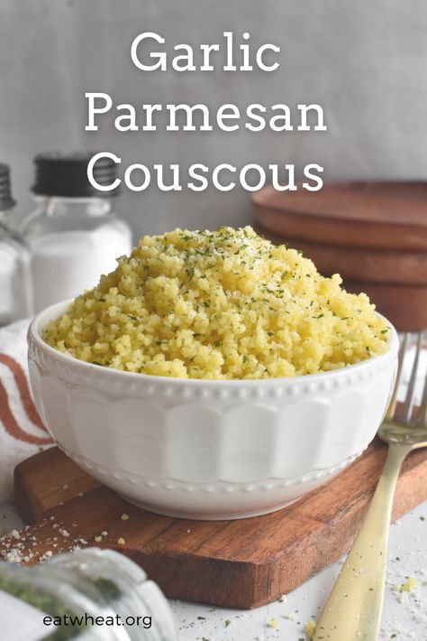 Garlic Parmesan Couscous - Eat Wheat Couscous Cheese Recipes, Garlic Parmesan Couscous Recipes, Couscous Seasoning Recipes, Garlic Butter Couscous, Whole Wheat Couscous Recipes, Garlic Parmesan Couscous, Parmesan Couscous Recipes, How To Make Couscous Recipes, Garlic Couscous Recipes