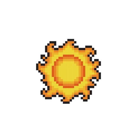 Sun Pixel Art, Sun Icon, 8 Bit Art, Melty Bead Patterns, Melty Beads, Sun Art, 8 Bit, Beading Patterns, Pixel Art