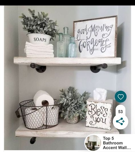 Floating Shelves Design, Shelves Design Ideas, Bathroom Floating Shelves, Shelves Design, Farmhouse Side Table, Colors Schemes, Regal Design, Bathroom Decor Ideas Colors, Design Moda