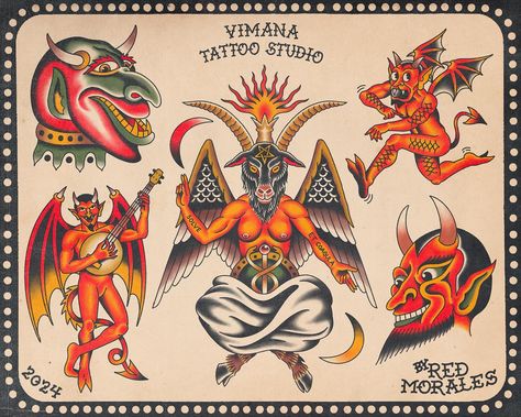 Devil Tattoo Designs All designs available for tattooing at @vimanatattoostudioph DM vimana for bookings & inquiries . . . . . . . . . . #tattoo #tattoos #tattoodesign #tattooideas #tattooartist #tattooart #tattoolife #tattooed #tattooshop #tradworkers #traditionaltattoo #americantraditional #oldlines #oldworkers #oldschooltattoo #topclasstattooing #art #artist #artwork #artistoninstagram #manilatattoo #manilatattooartist Traditional Tattoos Patchwork, Devil Traditional Tattoo, Traditional Devil Tattoo, Tattoos Patchwork, Traditional Tattoo Reference, Patchwork Tattoos, Traditional Tattoo Designs, Flash Sheets, Devil Tattoo