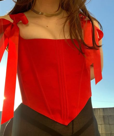 Red Corset Black Skirt, Red Corset Top Outfit, Red Dress With Corset, Corset With Dress, Red Top Black Skirt, Red Corset Outfit, Red Corset Dress, Red Corset Top, Corset Top Outfit