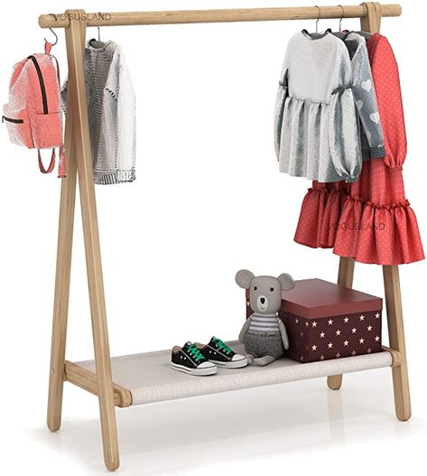 Dress Up Rack, Dress Up Storage, Kids Clothing Rack, Open Wardrobe, Kids Garments, Wood Clothes, Garment Rack, Kids Dress Up, Wood Structure