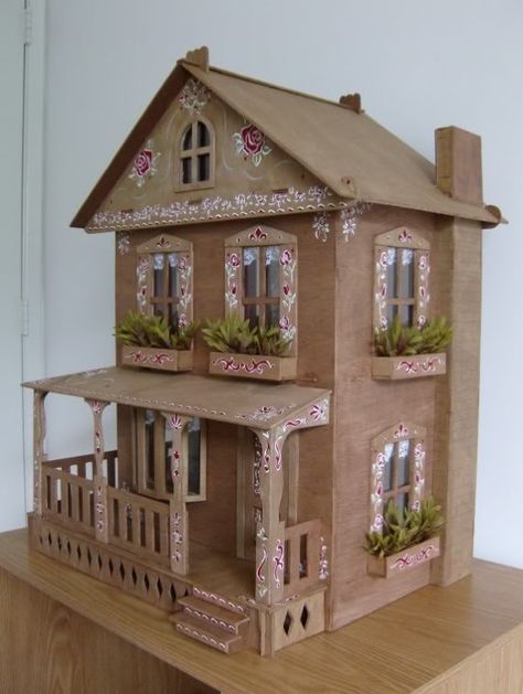 Dollhouse Made Of Cardboard, Mini House Cardboard, Dollhouse Diy Ideas Cardboard Boxes, Diy Miniature House Cardboard, Doll House Inspiration, Diy Mini House Cardboard, Mini Dollhouse Diy, Cardboard Houses Diy, Miniature House Ideas