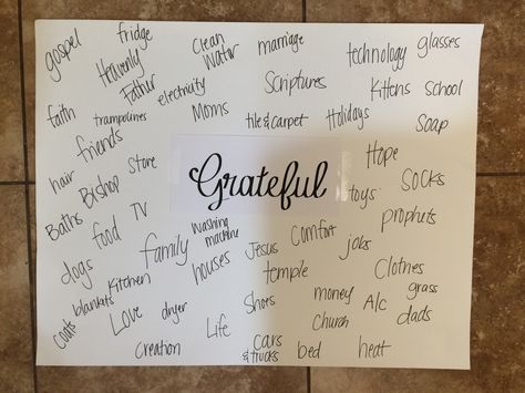 We had a great Thanksgiving activity yesterday.  We started out by making a gratitude board.  The girls all said things they were grateful f... Activity Day Ideas, Mutual Activities, Gratitude Board, Yw Lesson, Activity Day Girls, Thanksgiving Activity, Thanksgiving Gratitude, Yw Activities, Gratitude Activities