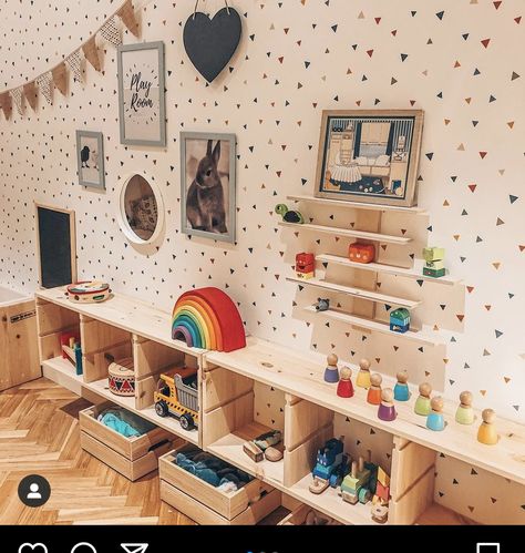 Built In Living Room, Ikea Kids Bedroom, Playroom Montessori, Trofast Storage, Childrens Bedroom Storage, Ikea Trofast Storage, Boy Room Themes, Colorful Playroom, Living Room Playroom