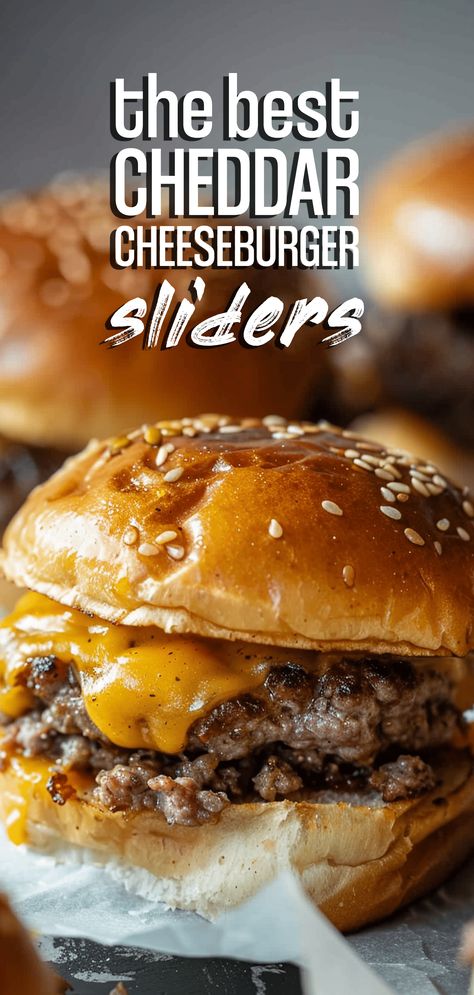 Cheddar Cheeseburger Sliders [35 Minutes] – Chasety Slider Burgers, Camp Foods, Mini Burgers Sliders, Mini Burger Buns, Burger Sliders Recipes, Easy Slider Recipes, Onion Grilled Cheese, Burger Buns Recipe, Mini Cheeseburger