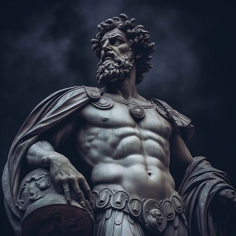 Marcus Aurelius Sculpture, Stoic Pictures, Masculine Sculpture, Marcus Aurelius Tattoo Design, Marcus Aurelius Aesthetic, Marcus Aurelius Wallpaper, Greek Warrior Statue, Stoic Statue, Stoic Aesthetic