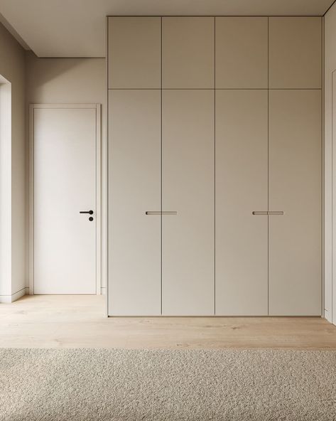 Spacious apartment with guest rooms Greige Wardrobe, Minimalist Wardrobe Design, Bedroom Minimalist Modern, Minimalist Cabinet, Bedroom Built In Wardrobe, 70s Interior, Bedroom Hacks, Rooms Design, Guest Room Design