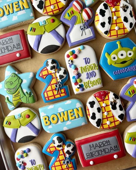 Toy Story Cookies Decorated 2nd Birthday, 2 Infinity And Beyond Birthday Cookies, 2 Infinity And Beyond Cookies, Two Infinity And Beyond Birthday Cookies, Toy Story 3rd Birthday Cake, Toy Story Cookies 2nd Birthday, Toy Story 4 Birthday Party Ideas, Two Infinity And Beyond Cookies, Toy Story Cupcake Ideas