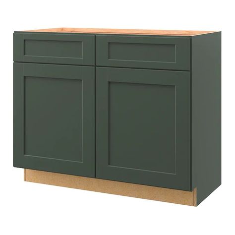 allen + roth Galway 42-in W Sage Bathroom Vanity Cabinet in the Bathroom Vanities without Tops department at Lowes.com Sage Bathroom Vanity, Sage Bathroom, Modern Corner Cabinet, 48" Vanity, Semi Custom Cabinets, Shaker Door Styles, Bathroom Vanities Without Tops, Online Kitchen Cabinets, Bathroom Installation