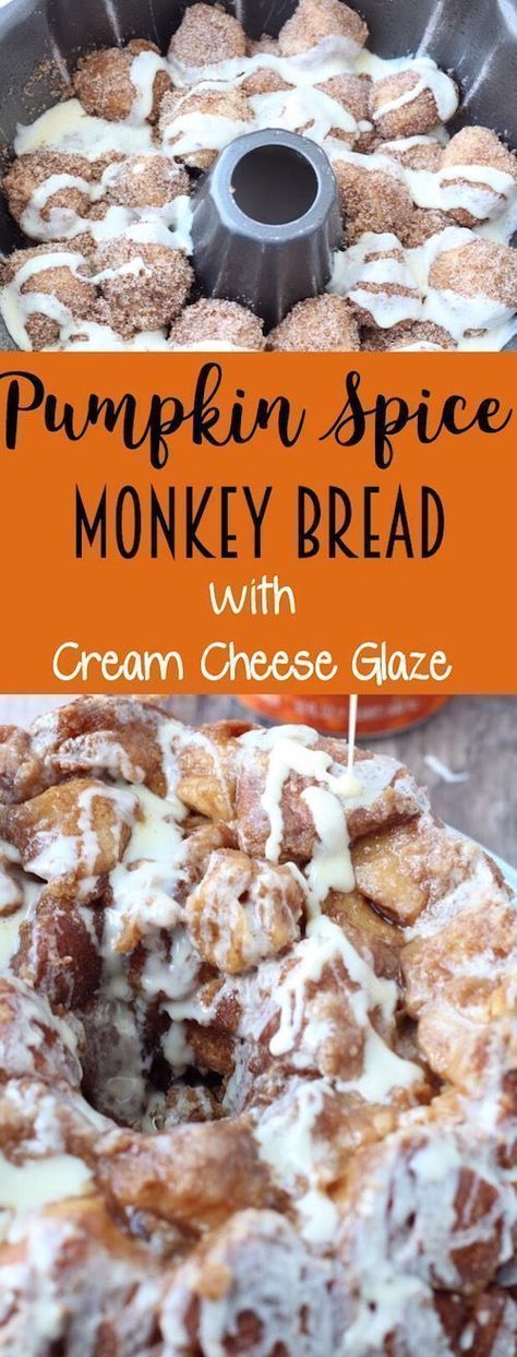 Pumpkin Spice Monkey Bread, Bread With Cream Cheese, Weight Watcher Desserts, Dessert Oreo, Coconut Dessert, Cream Cheese Glaze, Brownie Desserts, Oreo Dessert, Monkey Bread