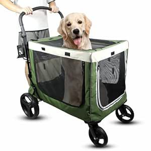 2-in-1 Pet Dog Stroller, Extra-Large Dog Stroller for Medium Large Dogs Up to 150lbs, Foldable Dog Wagon Travel Folding Carrier Pet Jogger Wagon (Green) Dog Wagon, Dog Stroller, Pet Dog, Large Dogs, For Dogs, Stroller, Pet Dogs, Extra Large, Pet Supplies