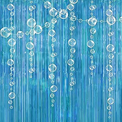 Bubble Garland, Fringe Curtain Backdrop, Ocean Party Decorations, Kids Beach Party, Foil Fringe Curtain, Under The Sea Decorations, Mermaid Party Supplies, Curtain Backdrop, Fringe Backdrops