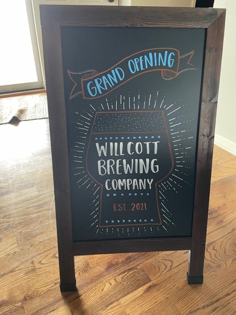 #brewery #beer #chalkboard #signs Grand Opening Chalkboard Sign, Brewery Chalkboard Ideas, Beer Specials Chalkboard, Pub Chalkboard, Restaurant Welcome Sign Chalk, Brewing Company, Chalkboard Signs, Grand Opening, Chalkboard