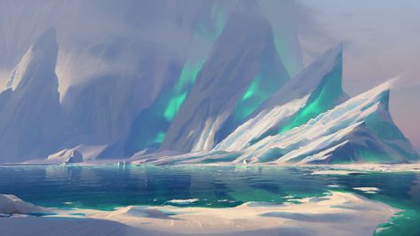 Dnd Scenery, Ice Landscape, City Concept, Arctic Landscape, Scenery Art, Art Edit, Location Inspiration, Landscape Concept, Fantasy Places