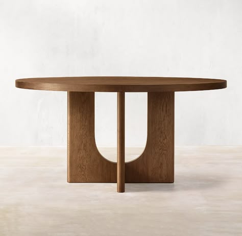 Breton Rectangular Dining Table | RH Round Wood Dining Table, Loose Furniture, Round Tables, Oval Table, Furniture Table, Contemporary Luxury, Round Side Table, Wooden Table, Wooden Tables