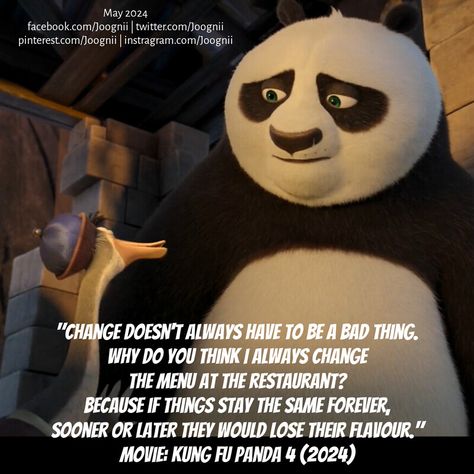 Movie Quotes: Kung Fu Panda 4. #Change #Restaurant #Menu #Flavour #Forever Quotes Kung Fu Panda, Panda Quotes, Kung Fu Panda Quotes, Discord Status, New Photos Hd, Cute Tumblr Wallpaper, Kung Fu Panda, Photos Hd, Tumblr Wallpaper