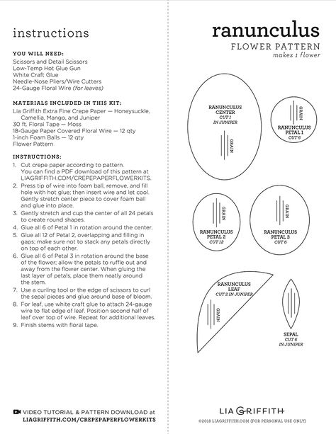 Lia Griffith LIA Flower Crepe KIT Ranunculus, Assorted Colors, One Size : Amazon.co.uk: Home & Kitchen Crepe Paper Ranunculus, Paper Ranunculus, Icelandic Poppy, Flowers Template, Flower Scissors, Crepe Paper Flower, Paper Flower Kit, Tissue Flowers, Ranunculus Flowers
