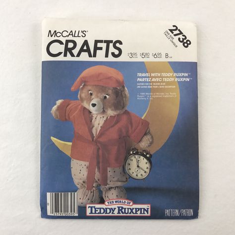 A personal favorite from my Etsy shop https://www.etsy.com/listing/511812501/teddy-ruxpin-mccalls-sewing-pattern-2738 Pajamas Robe, Teddy Ruxpin, Sleep Hat, Crafts Sewing Patterns, Mccalls Sewing Patterns, Mccalls Patterns, Unique Crafts, Cartoon Shows, Crafts Sewing