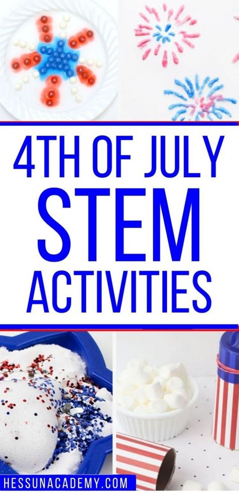 Some of the best 4th of July STEM activities including salt painted fireworks, marshmallow poppers, and baking soda explosions.  Enjoy these fun summer activities for kids that also bring in some 4th of July fun.  This Independence Day, celebrate with your kids in style!  Fun summer activities for kids that are patriotic. Summer Homeschool Activities, Painted Fireworks, Summer Stem Activities, Homeschool Nook, Independence Day Activities, 4th Of July Crafts, Stem Activities For Kids, Fourth Of July Crafts For Kids, Beautiful Paper Flowers