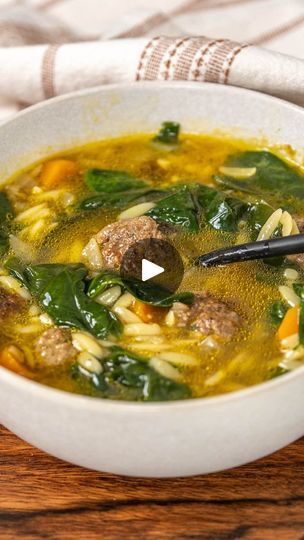 612K views · 23K reactions | Classic Italian Wedding Soup

The first time I shared this post, it went viral, and people either LOVED it or HATED it. But I couldn't help but share it again because it's a staple soup for us in the Fall and there's no such thing as an Italian Wedding without this soup 😏

I choose to sear the meatballs in my wedding soup even though most people just boil them in the soup. And I literally can't get the meatballs any smaller than this so it is what it is!

Get the full recipe at https://alwaysfromscratch.com/italian-wedding-soup/ or DM me and I'll send it to you!

#soup #italianfood #soupseason #weddingsoup #alwaysfromscratch | Always From Scratch  | Artie Shaw · You're A Sweet Little Headache Tortillas Soup, Artie Shaw, Italian Entrees, Christmas Appetizers Easy, Bread Soup, Orzo Recipes, Garden Remedies, Wedding Soup, Soup Broth