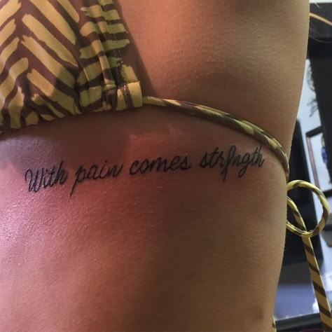 Simple Tattoos For Strength, Healing Yourself Tattoo, Tattoos That Represent Strength Woman Be Strong, Stfu Tattoo, With Pain Comes Strength Tat, Tattoos On Buttocks For Women, Survivor Tattoos Strength, Pain Tatoos Ideas, Tattoos That Represent Strength