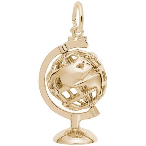 14K Gold Base Globe Charm by Rembrandt Charms World In Your Hands, 3d Globe, Favorite Teacher, Rembrandt, Our World, Globe, Charms, Yellow Gold, The World