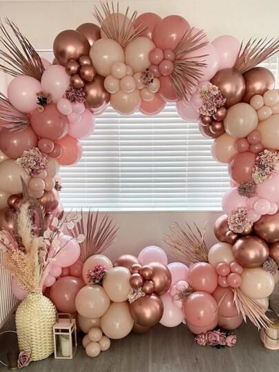 167pcs Balloon Garland Set | SHEIN USA Balloon Arch Wedding, Baby Shower Roses, Photo Backdrop Christmas, Table Rose, Rose Gold Balloons, Engagement Decorations, Arch Kit, Birthday Party Decor, Pink Balloons