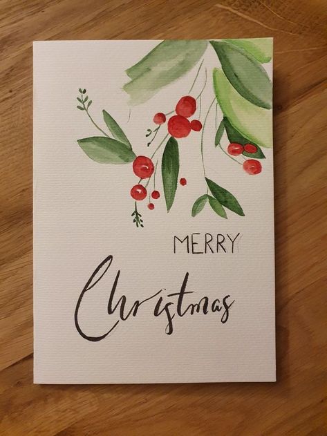 Christmas Card Ideas Creative, Home Made Christmas Card Ideas, Diy Christmas Cards Ideas Creative, Diy Painted Christmas Cards, Home Made Christmas Cards Inspiration, Christmas Lettering Ideas, Carte Noel Diy, Christmas Cards Painting, Christmas Card Lettering