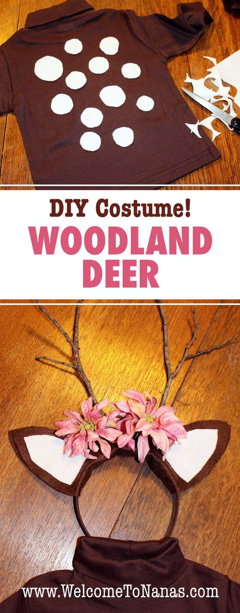 Deer Costume Diy, Girl Deer Costume, Woodland Animal Costumes, Animal Costumes Diy, Deer Costume For Kids, Bambi Costume, Costume Halloween Diy, Deer Halloween Costumes, Deer Halloween