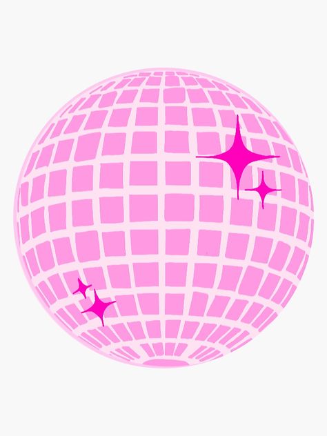 "Pink Disco Ball " Sticker by Ashleighelise2 | Redbubble Disco Ball Sunglasses, Disco Ball Printable, Disco Ball Coaster, Disco Barbie Aesthetic, Disco Ball Png, Preppy Disco Ball, Pink Disco Ball Wallpaper, Disco Logo Design, Pink Disco Ball Painting