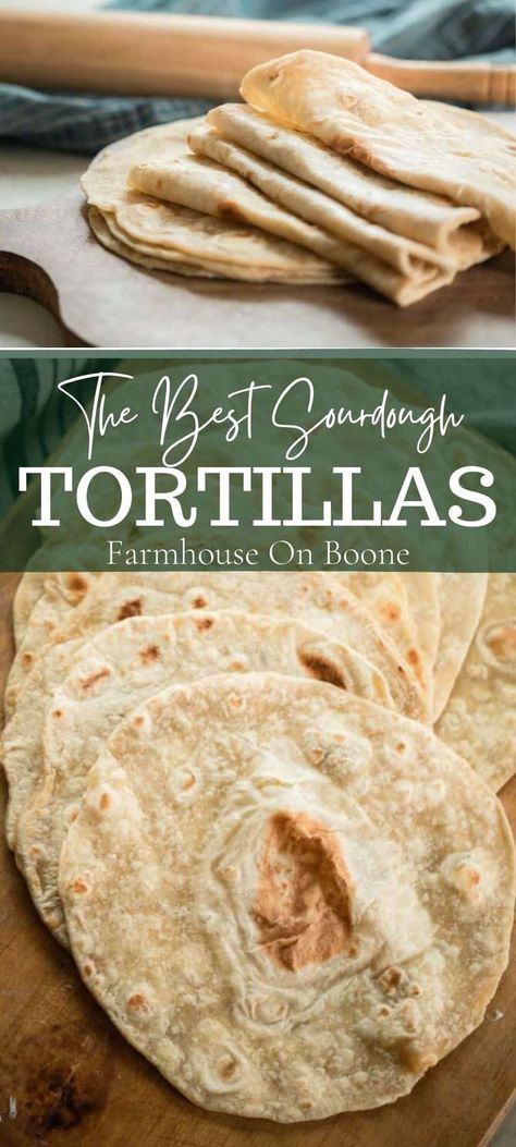 Learn how to make sourdough tortillas with five basic ingredients: sourdough starter, flour, water, oil, and salt. They are perfect for a quick summer wrap or your favorite tacos. #farmhouseonboone #sourdoughtortillas #sourdough #tortillas Sourdough Tortillas Recipe, Sourdough Tortillas, Sourdough Pancakes Recipe, Recipe Using Sourdough Starter, Dough Starter, Sourdough Starter Discard Recipe, Sourdough Pancakes, Homemade Sourdough Bread, Braided Bread