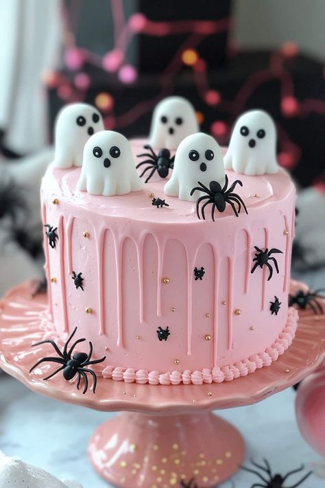 Halloween Cake Ideas, Haunted House Cake, Spooky Halloween Cakes, Horror Cake, Chocolate Spiders, Vanilla Sheet Cakes, Cauldron Cake, Small Bites Appetizers, Orange Buttercream