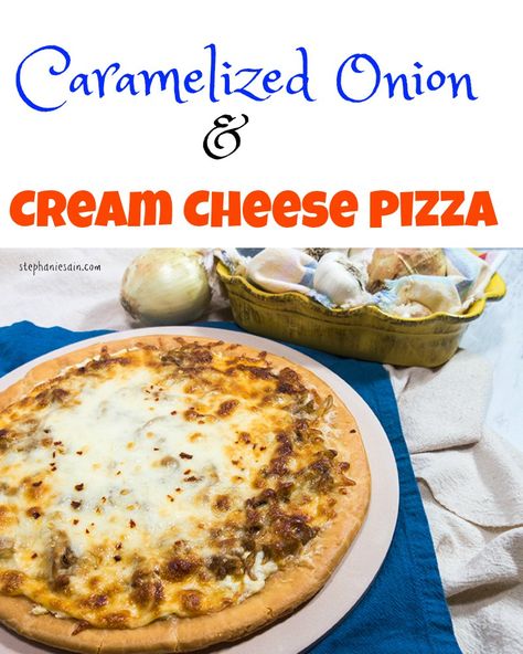 Cream Cheese Pizza Sauce, Carmelized Onion Flatbread Recipes, Carmelized Onion Pizza Recipe, Carmelized Onion And Pear Pizza, Pizza With Cream Cheese, Carmelized Onion & Garlic Spaghetti, Cream Cheese Pizza, Caramelized Onion Pizza, Ooni Pizza