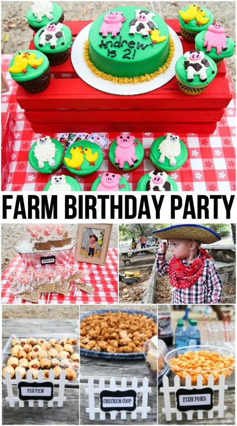 Birthday Farm Theme, Petting Zoo Party, Toddler Boy Birthday, Barnyard Bash, Farm Animals Birthday, 2nd Birthday Party For Boys, Farm Themed Party, Barnyard Birthday Party, Animals Birthday Party