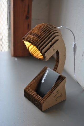 Desktop Lamp Simple. : 4 Steps (with Pictures) - Instructables Desk Lamp Ideas, Laser Cut Lamps, Cardboard Model, Diy Water Fountain, Autodesk Inventor, Cardboard Design, Desktop Lamp, Quick And Easy Crafts, Creative Lamps