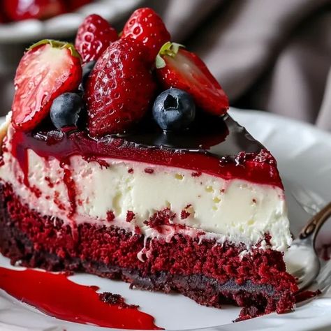 Red Velvet Strawberry Cheesecake - Newsile Red Velvet Strawberry, Roasted Beets And Carrots, Beef Tips And Noodles, Baked Meatloaf, Mexican Casserole Recipe, Strawberry Brownies, Chicken Parmesan Pasta, Applesauce Cake, Chicken Pasta Bake