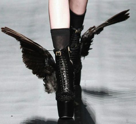 Christian Dada A/W 2013 Fallen Angel Aesthetic, Angel Shoes, Angel Fashion, Runway Shoes, Angel Aesthetic, Black Angels, Black Canary, Puella Magi Madoka Magica, Madoka Magica