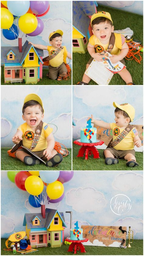 Pixar's UP Cake Smash | First Birthday Session | Christy & Co. Photography Birthday 2 Year Boy, Up Party Theme Disney, Up Themed Birthday Party Pixar, Up Birthday Party Theme Disney, Up Cake Smash, 1st Birthday Boy Themes, Cake Smash First Birthday, Boys First Birthday Cake, Up Cake