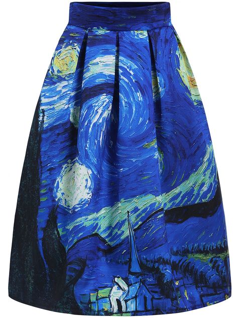 Shop Multicolor Oil Painting Flare Skirt online. SheIn offers Multicolor Oil Painting Flare Skirt & more to fit your fashionable needs. Long Flare Skirt, Long Circle Skirt, Long Blue Skirts, Blue Skater Skirt, Long Flared Skirt, Flared Skater Skirt, Halloween Skirt, Night Skirt, Flare Maxi Skirt