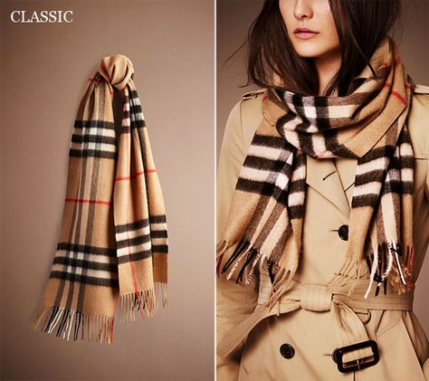 Burberry Scarf Outfit, Cashmere Scarf Women, Plain Scarves, Scarf Outfit, Burberry Scarf, Checked Scarf, Burberry Accessories, Scarf Top, Designer Scarves