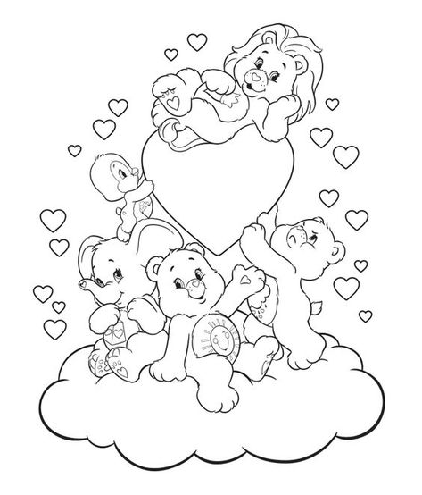 Care Bear Coloring Pages, Color Meditation, Bears Coloring Pages, Care Bear Cousins, Disney Coloring Sheets, Free Adult Coloring Printables, Care Bears Vintage, Adult Colouring Printables, Care Bears Cousins