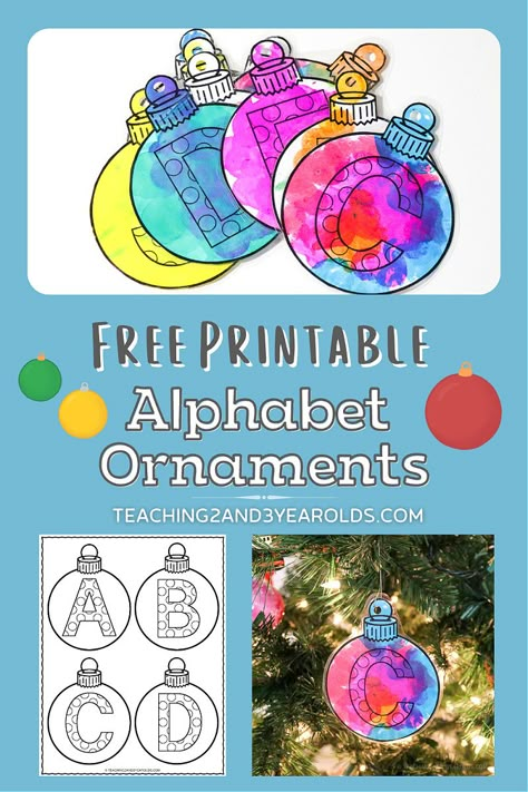 Ornament Ideas For Preschoolers, Christmas Letter Recognition Activities, Letter K Christmas Craft, Christmas Name Recognition Activities, Christmas Ornament Printable, Alphabet Recognition Activities, Ornament Printable, Joy School, Simple Art Activity