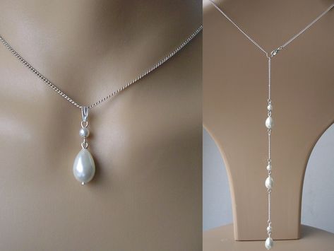 Pearl Back Necklace, Pearl Backdrop, Jewelry For Wedding, Backdrop Necklace, Wedding Jewelry For Bride, Backdrops Necklace, Formal Evening Wear, Necklace Matching, Back Necklace