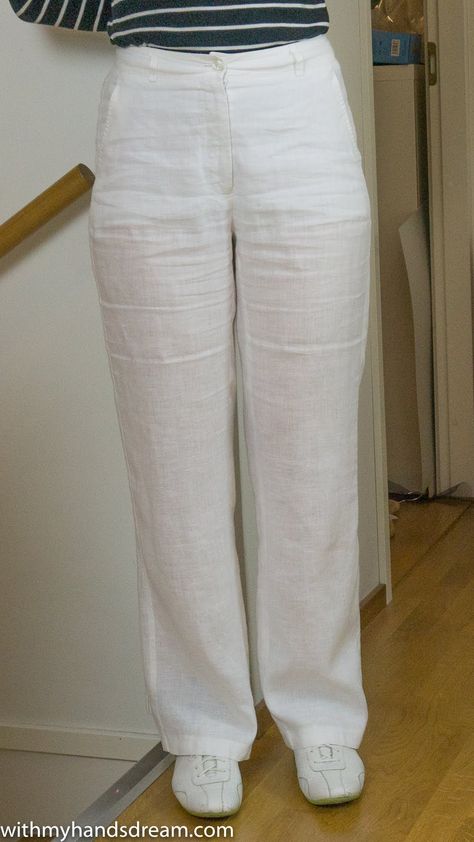 my_white_linen_trousers-1 Trouser Pants Pattern For Women, Trouser Pants Pattern, Como Fazer Short, White Linen Trousers, Trousers Pattern, Trouser Pattern, Sewing Pants, Sewing Alterations, What I Have Learned