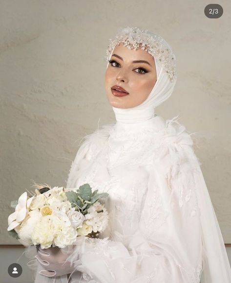 Turkish Hijab Style Wedding, Hijab Wedding Dresses Turkish, Turkish Wedding Dress Muslim, Hijab For Wedding, Bride Hijab Style, Hijab Style For Wedding, Dress Wedding Hijab, Wedding Hijab Dress, Turkish Bride