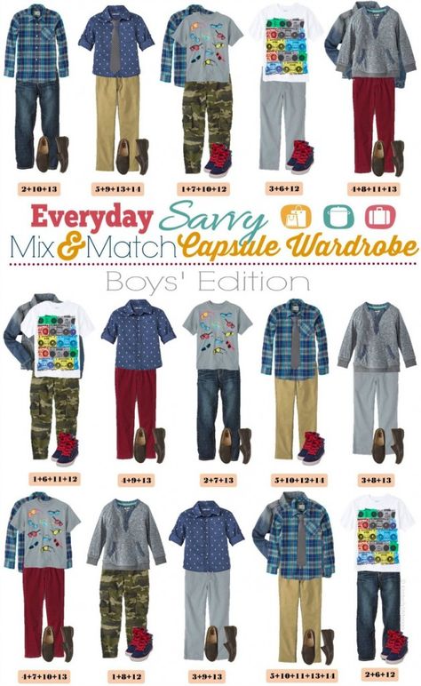 Spring Mix and Match Outfits for boys. Includes both casual boy outfits and more dressy outfits. All from the same group of mix and match items. Spring Picture Outfits, Outfits For Teenage Guys, Spring Picture, Boys School Outfits, Outfits For Boys, Picture Day Outfits, Match Outfits, Mix Match Outfits, Clothes For Boys