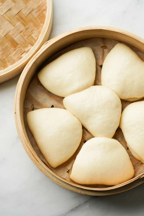 Steamed Bao Buns Recipe (Fluffy Chinese Bao) - Hungry Huy Bao Buns Recipe, Bao Recipe, Steam Buns Recipe, Steamed Bao Buns, Steamed Bao, Chinese Lotus, Buns Recipe, Asian Inspired Dishes, Bao Buns