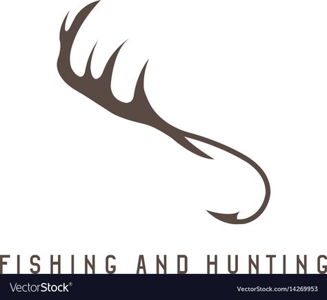 Antler And Fish Hook Tattoo, Hunting And Fishing Tattoos, Fishing Lure Tattoo, Deer Antler Tattoo, Antler Drawing, Hunting Illustration, Hunting Fishing Tattoo, Fly Fishing Tattoo, Nick Jackson