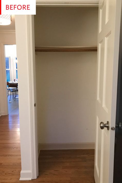 Before and After: This Living Room Coat Closet is a Total Surprise Inside Easy Weekend Projects Diy, Closet Redesign, Ikea Pax Closet, Hall Closet, Closet Remodel, Wall Closet, Closet Decor, Coat Closet, Closet Makeover